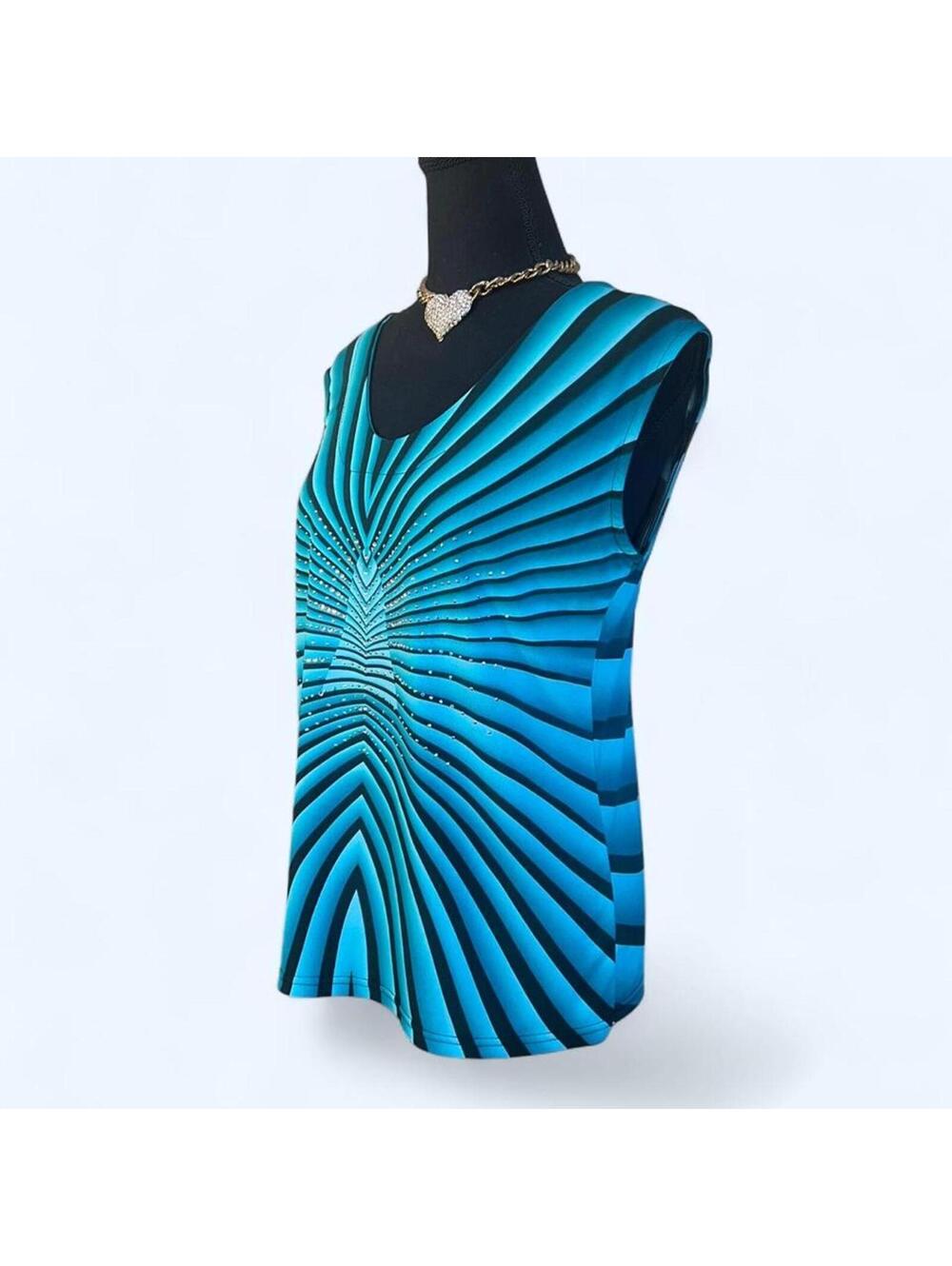 Vintage Y2K MCBling Glam Rhinestone Geometric Going Out Top size large 💙 - Picture 5 of 6
